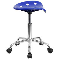 Flash Furniture LF-214A-NAUTICALBLUE-GG Nautical Blue Office Stool with Tractor Seat and Chrome Frame