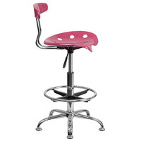 Flash Furniture LF-215-PINK-GG Pink Drafting Stool with Tractor Seat and Chrome Frame