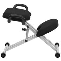 Flash Furniture WL-1429-GG Black Ergonomic Kneeling Office Chair with Silver Steel Frame and Handles