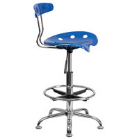 Flash Furniture LF-215-BRIGHTBLUE-GG Bright Blue Drafting Stool with Tractor Seat and Chrome Frame