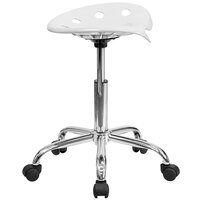 Flash Furniture LF-214A-WHITE-GG White Office Stool with Tractor Seat and Chrome Frame