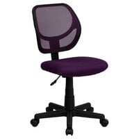 Flash Furniture WA-3074-PUR-GG Mid-Back Purple Mesh Office / Task Chair with Nylon Frame and Swivel Base