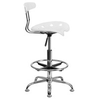Flash Furniture LF-215-WHITE-GG White Drafting Stool with Tractor Seat and Chrome Frame