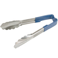 Vollrath 4780630 Jacob's Pride 6" Stainless Steel Scalloped Tongs with Blue Coated Kool Touch® Handle