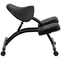 Flash Furniture WL-1421-GG Black Ergonomic Mobile Kneeling Office Chair with Black Steel Frame and Saddle Seat