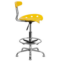 Flash Furniture LF-215-YELLOW-GG Yellow Drafting Stool with Tractor Seat and Chrome Frame