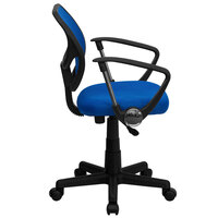 Flash Furniture WA-3074-BL-A-GG Mid-Back Blue Mesh Office / Task Chair with Nylon Frame, Swivel Base, and Polyurethane Arms