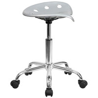 Flash Furniture LF-214A-SILVER-GG Silver Office Stool with Tractor Seat and Chrome Frame