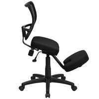 Flash Furniture WL-3425-GG Black Ergonomic Mobile Kneeling Office Chair with Nylon Frame, Swivel Base, and Curved Mesh Back Rest