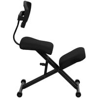 Flash Furniture WL-3440-GG Black Ergonomic Kneeling Office Chair with Black Steel Frame and Flat Mesh Back Rest