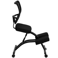 Flash Furniture WL-3520-GG Black Ergonomic Mobile Kneeling Office Chair with Black Steel Frame and Curved Mesh Back Rest