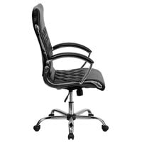 Flash Furniture GO-1297H-HIGH-BK-GG High-Back Black Designer Leather Executive Office Chair with Chrome Arms and Foam-Molded Seat
