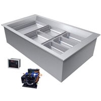 Hatco CWBR-3 Three Pan Slanted Refrigerated Drop-In Cold Food Well with Drain and Remote Condenser - 120V