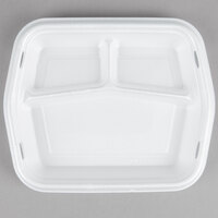 Genpak 50310 Smart-Set 8 7/8 inch x 10 5/8 inch White Rectangular 3-Compartment Foam Serving Tray - 250/Case