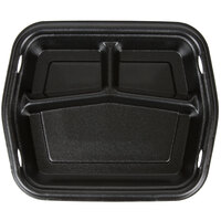 Genpak 50310-3L Smart-Set 8 7/8 inch x 10 5/8 inch Black Rectangular 3-Compartment Foam Serving Tray - 250/Case