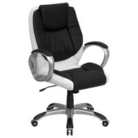 Flash Furniture CH-CX0217M-GG Mid-Back Black and White Leather Executive Office Chair
