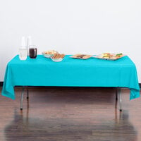 Creative Converting 11390 54 inch x 108 inch Bermuda Blue Disposable Plastic Table Cover