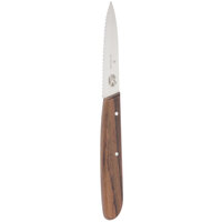 Victorinox 5.3030 3 1/4 inch Spear Point Serrated Edge Paring Knife with Small Rosewood Handle