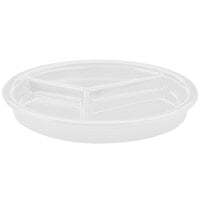 Hall China by Steelite International HL19010ABWA Bright White 9 1/16 inch x 1 1/8 inch 3 Compartment Divided Plate - 12/Pack