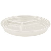 Hall China by Steelite International HL19010AWHA 9 1/16"Ivory (American White) 3 Compartment Divided China Plate - 12/Pack