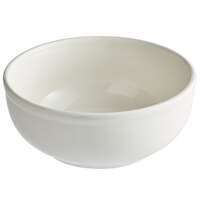 Choice 15 oz. Ivory (American White) Rolled Edge Stoneware Nappie Bowl - 6/Pack