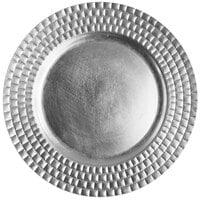 The Jay Companies 1182770 13 inch Round Silver Tiled Plastic Charger Plate
