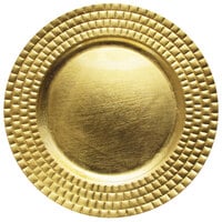 The Jay Companies 1182769 13 inch Round Gold Tiled Plastic Charger Plate - 12/Pack