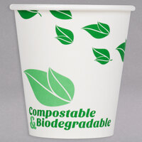 EcoChoice 10 oz. Leaf Print Compostable Paper Hot Cup - 50/Pack