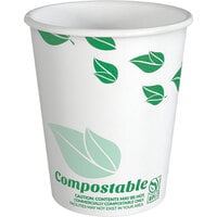 EcoChoice 10 oz. Leaf Print Compostable Paper Hot Cup - 1000/Case