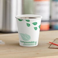 EcoChoice 10 oz. Leaf Print Compostable Paper Hot Cup - 1000/Case