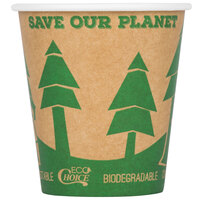 EcoChoice 10 oz. Kraft Tree Print Compostable Paper Hot Cup - 50/Pack