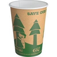 EcoChoice 12 oz. Kraft Tree Print Compostable Paper Hot Cup - 50/Pack