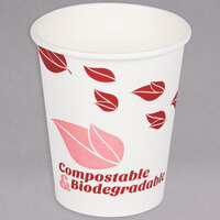 EcoChoice 8 oz. Leaf Print Compostable Paper Hot Cup - 1000/Case
