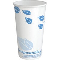 EcoChoice 16 oz. Leaf Print Compostable Paper Hot Cup - 50/Pack