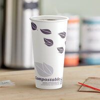 EcoChoice 20 oz. Leaf Print Compostable Paper Hot Cup - 50/Pack