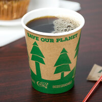 EcoChoice 8 oz. Kraft Tree Print Compostable Paper Hot Cup - 50/Pack