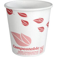 EcoChoice 8 oz. Tall Leaf Print Compostable Paper Hot Cup - 50/Pack