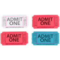 Carnival King Assorted 1-Part "Admit One" Tickets Set - Red, White, Blue