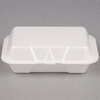 Genpak 21700 8 1/4" x 5 3/16" x 3" White Small Deep All Purpose Foam Hinged Lid Container - 500/Case