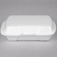 Genpak 201ST 9 1/4" x 5 11/16" x 2 3/4" White Medium Shallow Foam Hinged Lid Container - 200/Case