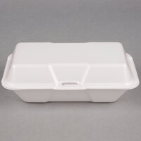 Genpak 21900 9 1/2 inch x 5 1/4 inch x 3 1/2 inch White Large Foam Hinged Lid Hoagie / Sub Container - 200/Case