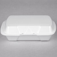 Genpak 201ST 9 1/4" x 5 11/16" x 2 3/4" White Medium Shallow Foam Hinged Lid Container - 100/Pack