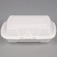 Genpak 201HT 9 1/4 inch x 5 11/16 inch x 3 1/4 inch White Medium Deep All Purpose Foam Hinged Lid Container - 100/Pack
