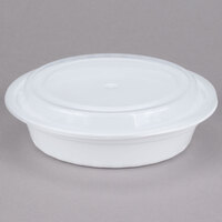 Choice 24 oz. White 7 1/4" Round Microwavable Heavy Weight Container with Lid - 150/Case