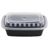 Choice 12 oz. Black 6" x 4 3/4" x 1 3/4" Rectangular Microwavable Heavy Weight Container with Lid - 150/Case