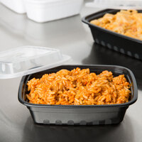 Choice 12 oz. Black 6 inch x 4 3/4 inch x 1 3/4 inch Rectangular Microwavable Heavy Weight Container with Lid - 150/Case
