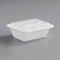 Choice 12 oz. White 6" x 4 3/4" x 1 3/4" Rectangular Microwavable Heavy Weight Container with Lid - 150/Case