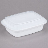 Choice 12 oz. White 6 inch x 4 3/4 inch x 1 3/4 inch Rectangular Microwavable Heavy Weight Container with Lid - 150/Case