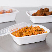 Choice 12 oz. White 6 inch x 4 3/4 inch x 1 3/4 inch Rectangular Microwavable Heavy Weight Container with Lid - 150/Case