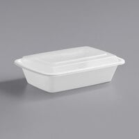 Choice 38 oz. White 8 3/4" x 6 1/4" x 2" Rectangular Microwavable Heavy Weight Container with Lid - 150/Case